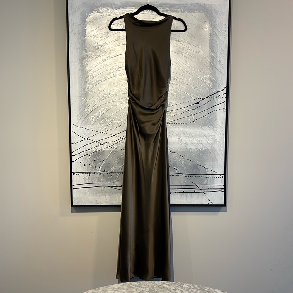 Reformation Anaiis Long Silk Dress Size 2 Morel Brown